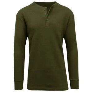 Men's Long Sleeve Waffle-Knit Henley Thermals Shirts